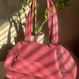 Elegant Cole Haan Pink Pebble Leather Handbag.